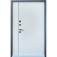 Двері вхідні Qdoors • Форт Lama • Bay 1200 (антрацит / біле дерево)