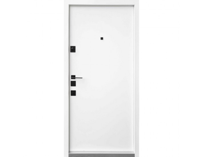 Фото Двері вхідні квартирного типу • Авангард • Тіффані (грифель структури софт/біла емаль) 3