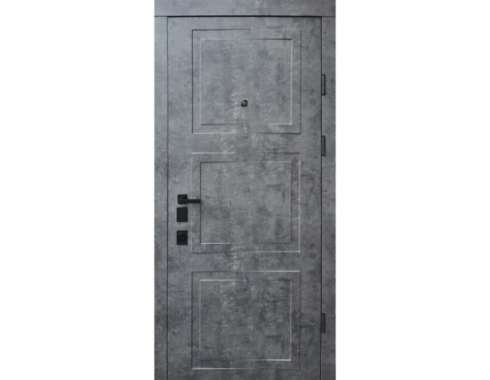 Фото Дверь входная квартирного типа • Авангард • Порто (мрамор темный / белая эмаль) 2