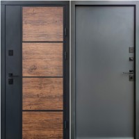 Двері вхідні Qdoors • Стріт • Бонд (графіт пісок-темне дерево / гладь антрацит пісок