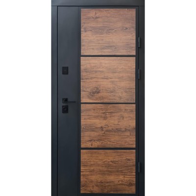 Вхідні двері вуличного типу Qdoors • Стріт • Бонд (графіт пісок-темне дерево / гладь дуб темний)