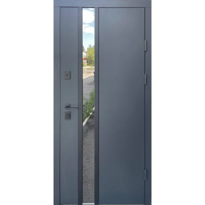 Вхідні двері вуличного типу Qdoors • Стріт • Норд (антрацит / біле дерево)