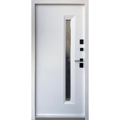 Вхідні двері вуличного типу Qdoors • Стріт • Норд (антрацит / біле дерево)