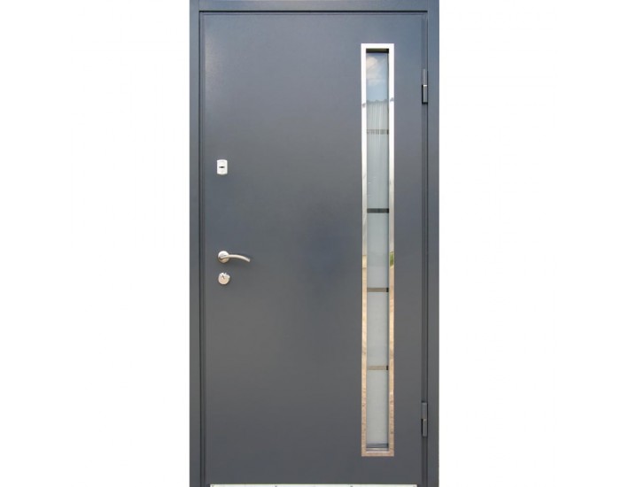 Фото Дверь входная уличного типа • Оптима плюс • Металл - МДФ со стеклопакетом (RAL 7024 / антрацит) 1