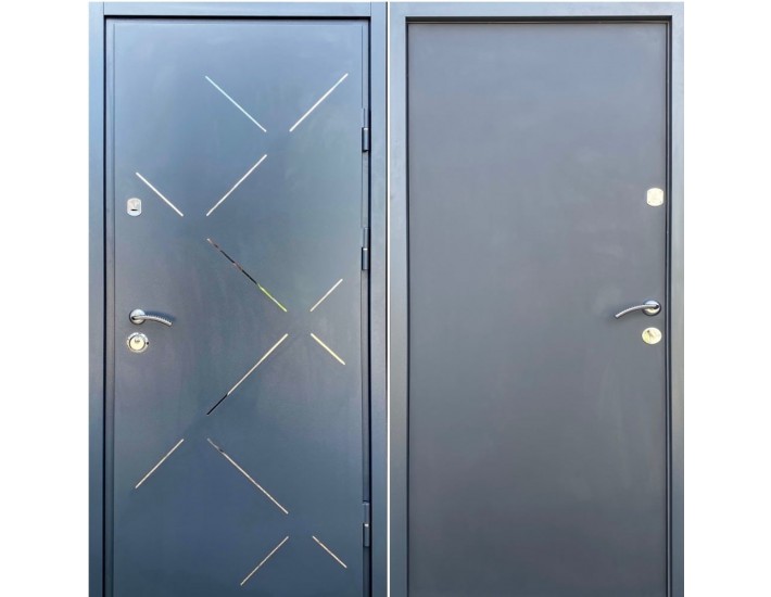 Фото Двері вхідні універсального типу • Преміум • Метал - МДФ Люкс (RAL 7024 / антрацит) 1