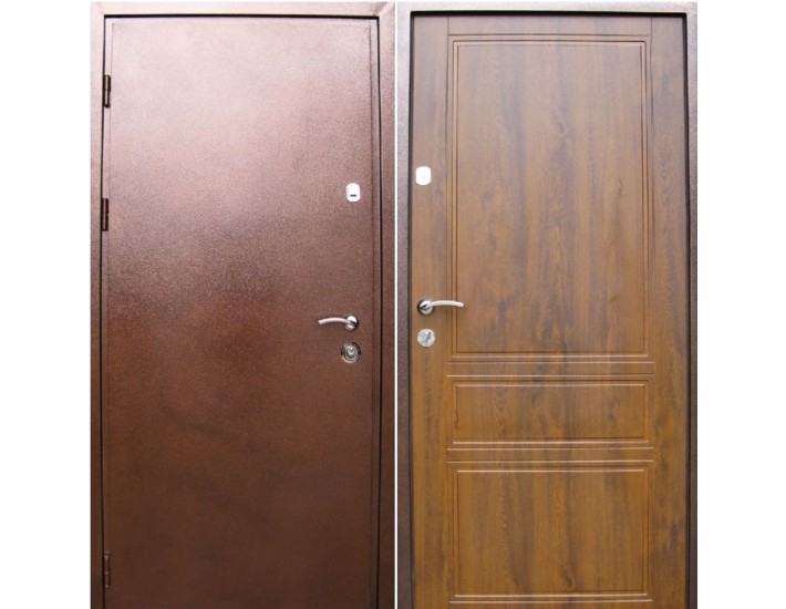 Фото Дверь входная универсального типа • Премиум • Металл - МДФ Осень (дуб бронзовый) 1