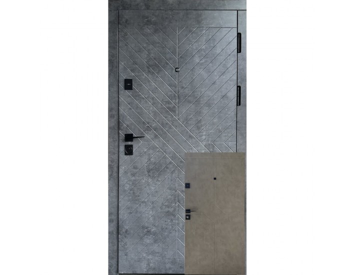 Фото Двері вхідні квартирного типу • Преміум • Стоун (мармур чорний/бетон бежевий) 1