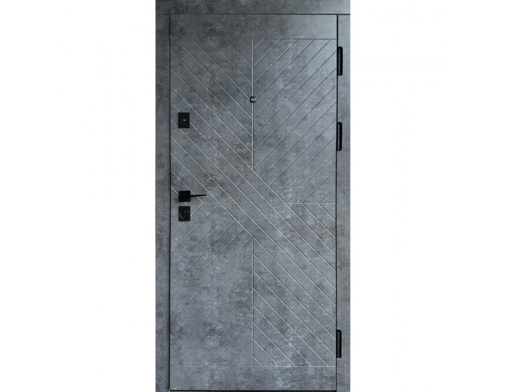 Фото Двері вхідні квартирного типу • Преміум • Стоун (мармур чорний/бетон бежевий) 2