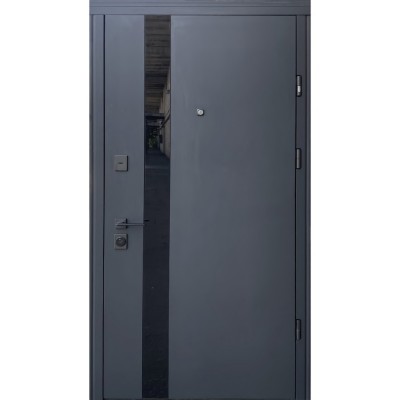 Вхідні двері квартирного типу Straj • Standard Lux Securemme • Slim S Glass-A (софт блек past/білий сатин)