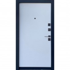 Двери входные Straj • К-4 • Fusion Vertical (софт блэк/белая эмаль)
