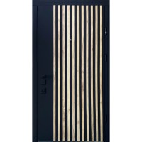 Двері вхідні Straj • Prestige Lux • Plaza Rail (софттач чорний/білий сатин)