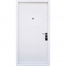 Двери входные Straj • Prestige Lux • Plaza Rail (софттач черный/белый сатин)