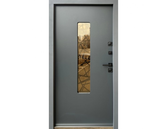 Фото Двері вхідні вуличного типу • Стронг • Плаза (графіт G1298 пісок/антрацит) 2
