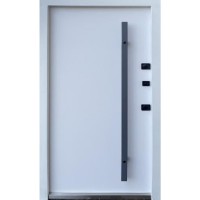 Двери входные Strong • Айрон (песок коричневый/белый атлас vin)