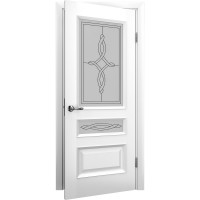 Двери межкомнатные TERMINUS Caro 53 Ясень белый эмаль застекленные