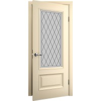 Двери межкомнатные TERMINUS Caro 52 Ясен crema застекленные