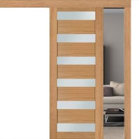 Двері розсувні TERMINUS Modern 136 Дуб світлий засклені