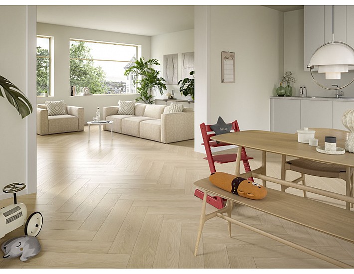 Фото Ламинат Egger Herringbone 32/8 EL2133 Дуб Барония песочный 2