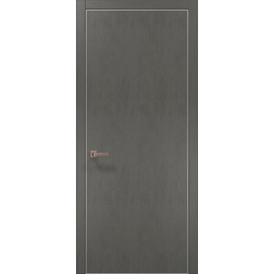Двері Папа Карло PLATO PL-01 Бетон сірий, кромка алюміній срібло