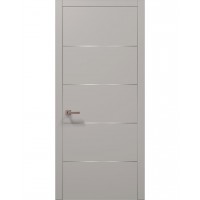 Двері Папа Карло PLATO PL-02 Світло сірий супермат, кромка алюміній срібро