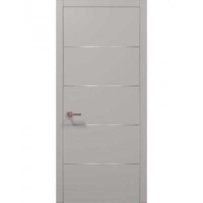 Двері Папа Карло PLATO PL-02 Світло сірий супермат, кромка алюміній срібро