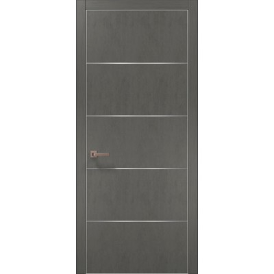 Двері Папа Карло PLATO PL-02 Бетон сірий, кромка алюміній срібло