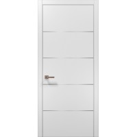 Двери Папа Карло PLATO PL-02 Белый матовый, кромка алюминий серебро
