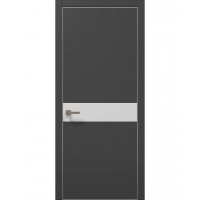 Двері Папа Карло PLATO PL-03 Темно сірий супермат, кромка алюміній срібло
