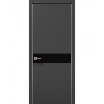 Двері Папа Карло PLATO PL-03 Темно сірий супермат, кромка алюміній срібло