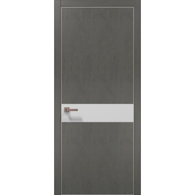 Двери Папа Карло PLATO PL-03 Бетон серый, кромка алюминий серебро