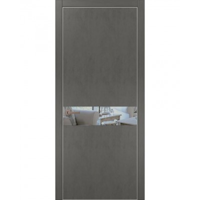 Двери Папа Карло PLATO PL-03 Бетон серый, кромка алюминий серебро