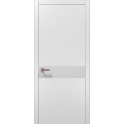 Двері Папа Карло PLATO PL-03 Білий матовий, кромка алюміній срібло