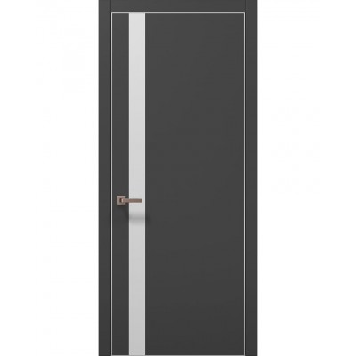 Двері Папа Карло PLATO PL-04 Темно сірий супермат, кромка алюміній срібло