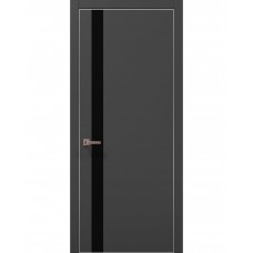 Двері Папа Карло PLATO PL-04 Темно сірий супермат, кромка алюміній срібло