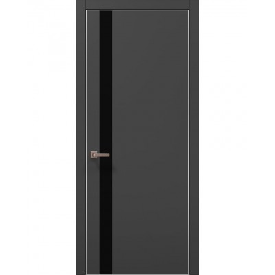 Двері Папа Карло PLATO PL-04 Темно сірий супермат, кромка алюміній срібло