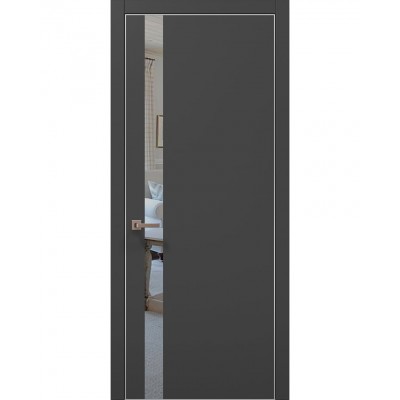 Двері Папа Карло PLATO PL-04 Темно сірий супермат, кромка алюміній срібло