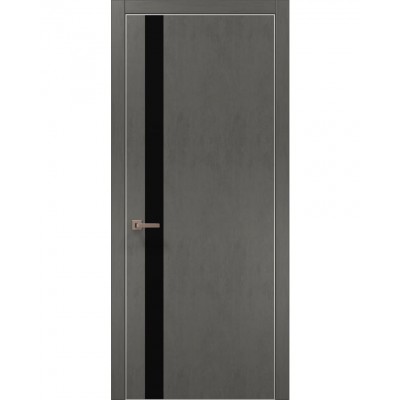 Двері Папа Карло PLATO PL-04 Бетон сірий, кромка алюміній срібло