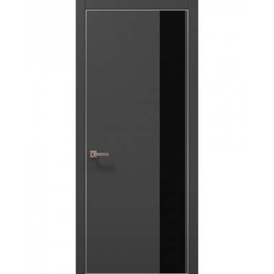 Двері Папа Карло PLATO PL-05 Темно сірий супермат, кромка алюміній срібло