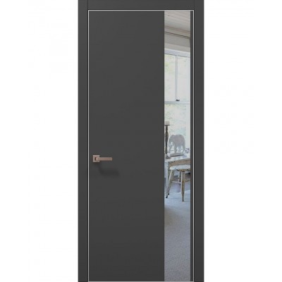 Двері Папа Карло PLATO PL-05 Темно сірий супермат, кромка алюміній срібло