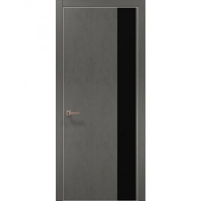 Двери Папа Карло PLATO PL-05 Бетон серый, кромка алюминий серебро