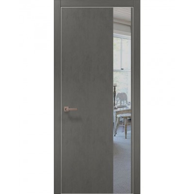 Двери Папа Карло PLATO PL-05 Бетон серый, кромка алюминий серебро