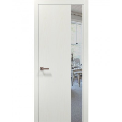 Двері Папа Карло PLATO PL-05 Ясен білий, кромка алюміній срібло