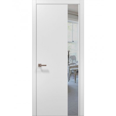 Двери Папа Карло PLATO PL-05 Белый матовый, кромка алюминий серебро