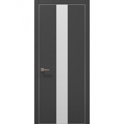 Двері Папа Карло PLATO PL-06 Темно сірий супермат, кромка алюміній срібло