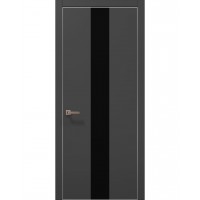 Двері Папа Карло PLATO PL-06 Темно сірий супермат, кромка алюміній срібло