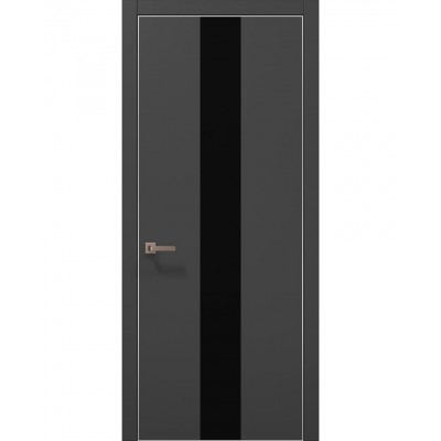 Двері Папа Карло PLATO PL-06 Темно сірий супермат, кромка алюміній срібло