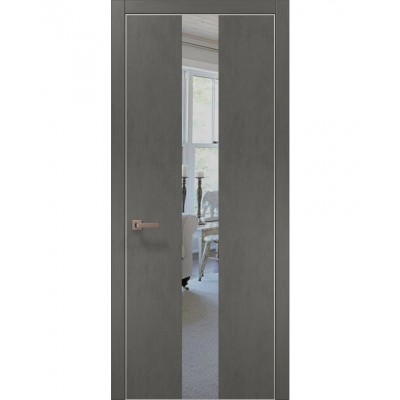 Двері Папа Карло PLATO PL-06 Бетон сірий, кромка алюміній срібло