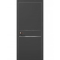 Двері Папа Карло PLATO PL-07 Темно сірий супермат, кромка алюміній срібло