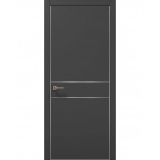 Двері Папа Карло PLATO PL-07 Темно сірий супермат, кромка алюміній срібло