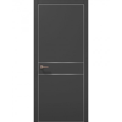 Двері Папа Карло PLATO PL-07 Темно сірий супермат, кромка алюміній срібло